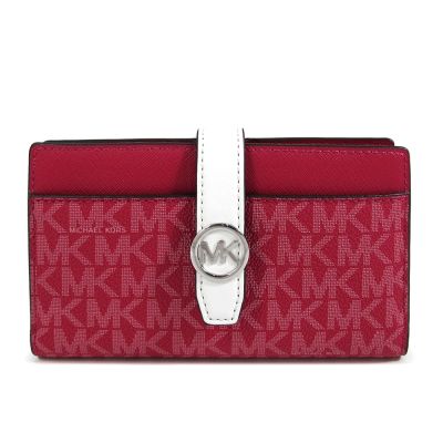MICHAEL KORS Greenwich 銀字圓標Logo對開式防刮簡易中夾(火龍果粉色)
