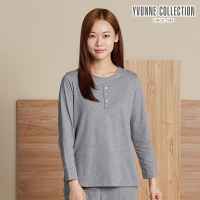 YVONNE 以旺傢飾 假兩件長袖上衣-岩石灰