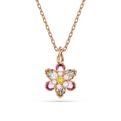 SWAROVSKI 施華洛世奇 Idyllia 自然之美 花漾粉色系水晶項鍊 夏日煥新提案 送禮推薦-玫瑰金 5722102