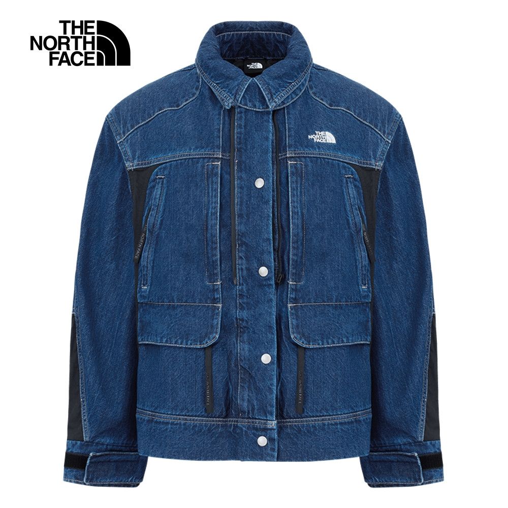 The North Face 官方旗艦】 北面UE女款藍色純棉多口袋設計丹寧輕量風衣