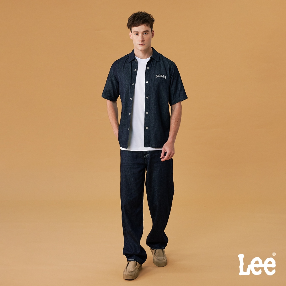 Lee 男款 601 舒適中腰牛仔寬褲 深藍洗水
