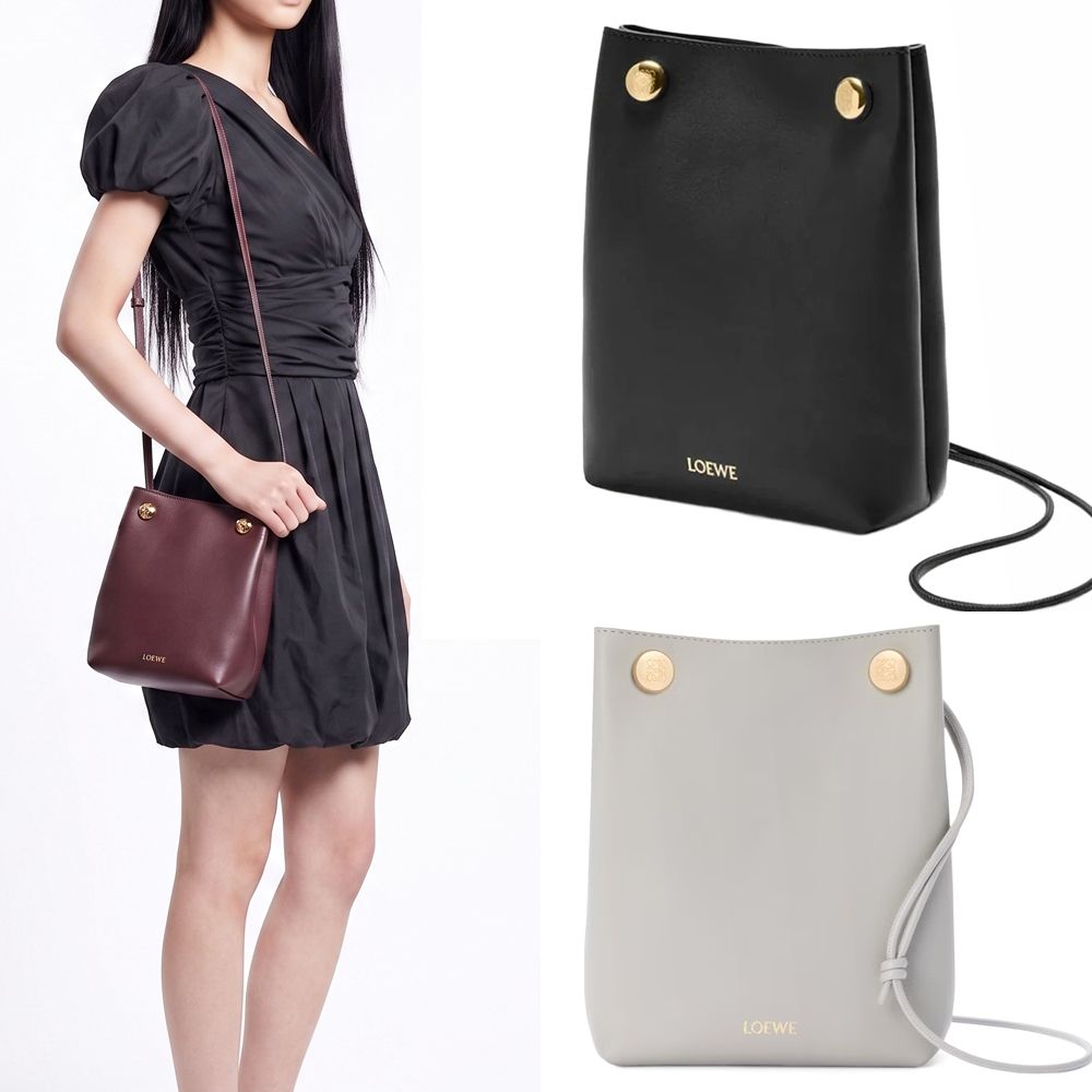 LOEWE 羅威 Anagram Pebble 新版 雙卵石金壓紋小牛皮肩 斜背骰子包-多色可選