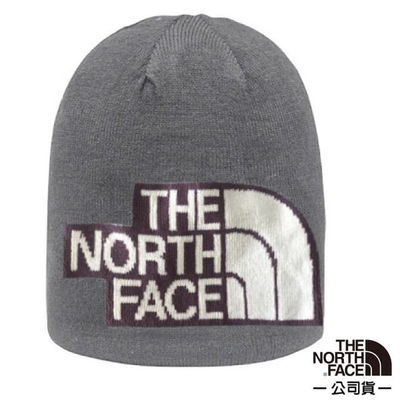 The North Face 彈性透氣時尚針織保暖毛帽(深帽口/可覆耳).毛線帽.護耳帽_礦灰 N