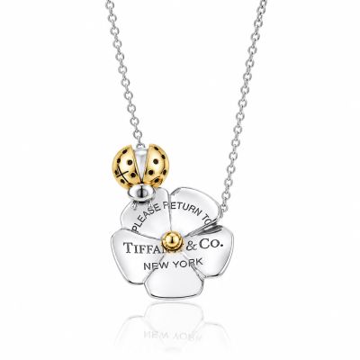Tiffany&Co. 蒂芙尼 花朵與瓢蟲協奏曲18K黃金+925純銀項鍊