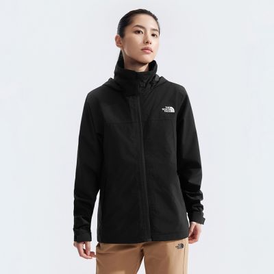The North Face 官方旗艦 北面女款黑色防水透氣可調節收納連帽衝鋒衣｜88FY4H0