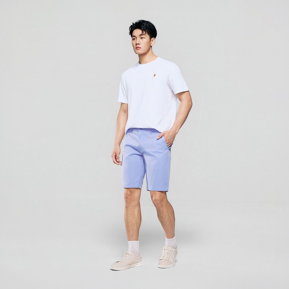 GIORDANO 男裝涼感彈力修身冰冰短褲【多色任選】 (66 天帆藍)