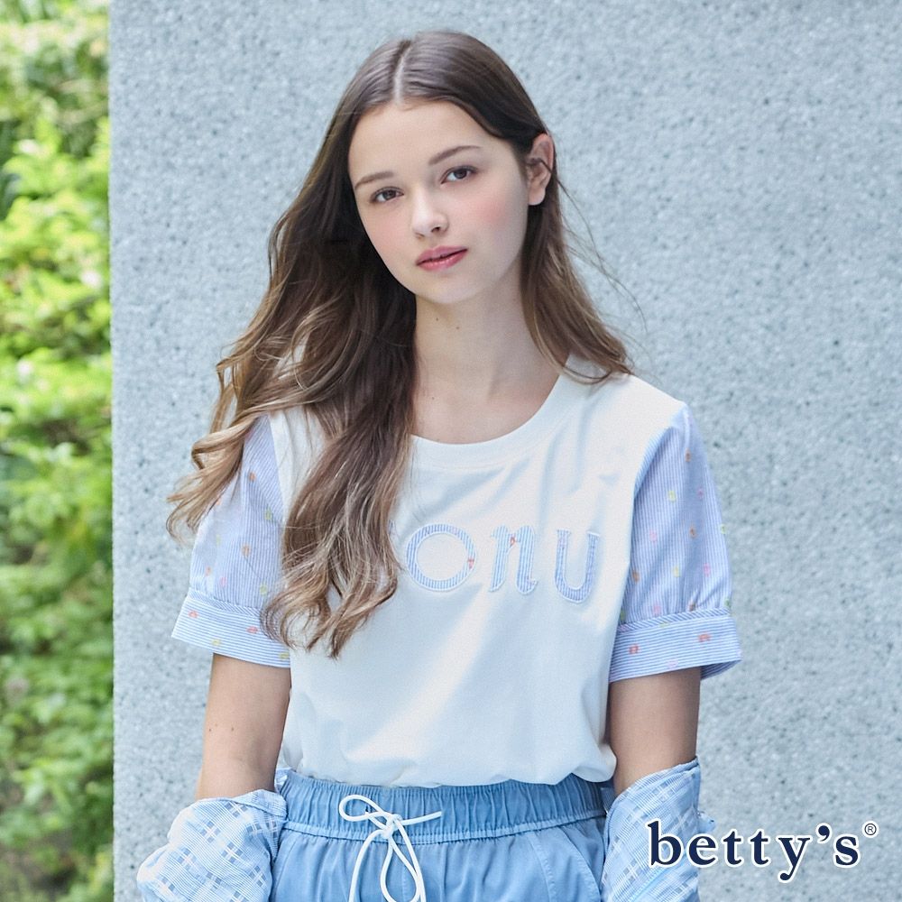 betty’s貝蒂思　典雅點點拼布公主袖上衣(共二色) (淺黃)