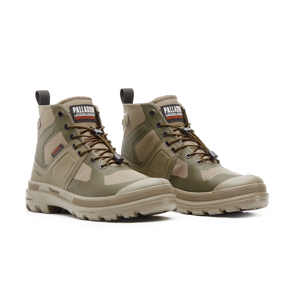 PALLADIUM PAMPA TECH EXP WP+快穿米其林科技聯名橘標防水靴-中性-墨綠