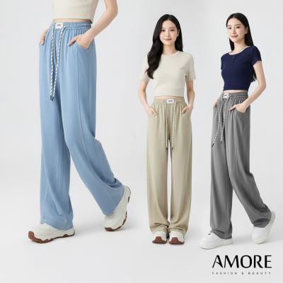 【Amore】顯瘦天絲滑順涼感牛仔寬褲 長褲 牛仔褲
