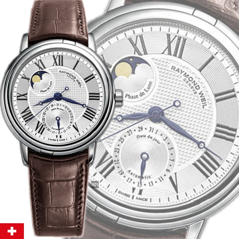 Raymond Weil 蕾蒙威 Maestro經典大師 月相顯示自動上鍊男款39.5㎜ R01(2839-STC-00659)