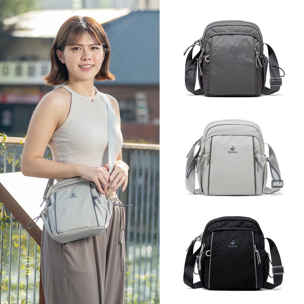 iBrand 細格紋多隔層斜背包 輕量 小方包(側背包 防潑水 多色任選)
