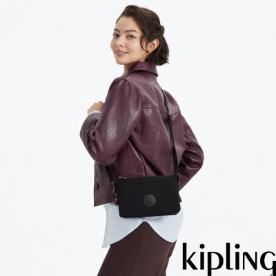 『千層包』Kipling 碳黑單肩隨身斜背包-RIRI