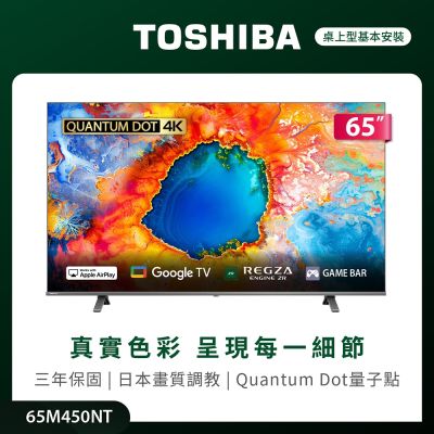TOSHIBA東芝 TOSHIBA 東芝 REGZA 65型4K QLED Google TV液晶顯示器(65M450NT)