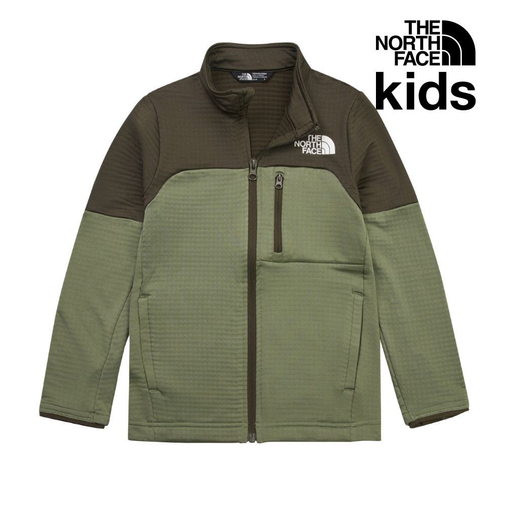 【The North Face 官方旗艦】北面兒童綠色保暖抓絨外套｜8AY5C71