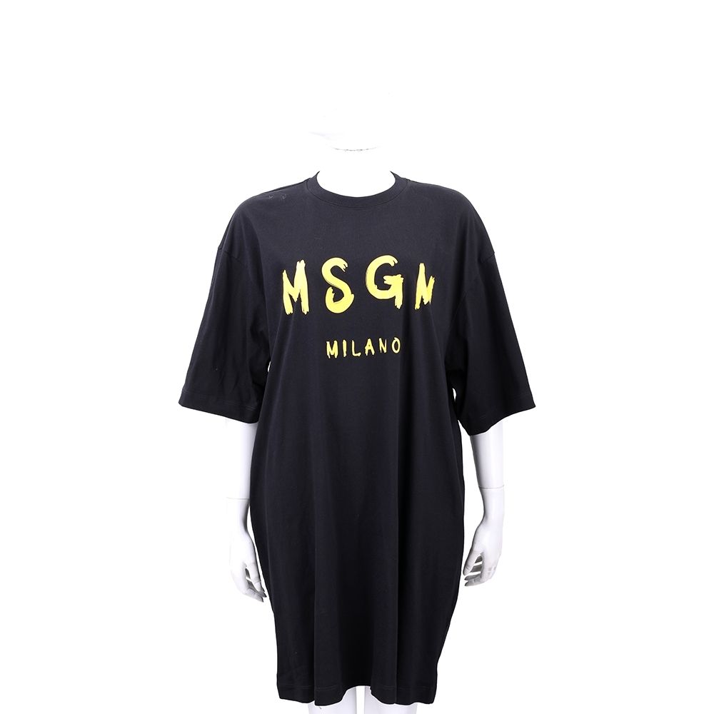 MSGM 塗鴉字母短袖長版TEE 洋裝-多色可選 (黃字母黑色)