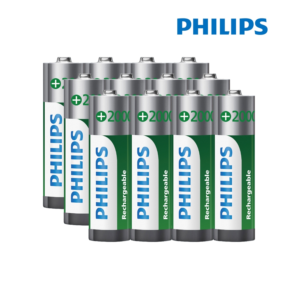 PHILIPS 飛利浦 AA 3號 2000mAh 低自放鎳氫充電電池(4入*3)