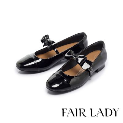 FAIR LADY 小時光 甜美蝴蝶結低跟瑪莉珍鞋 漆黑 (5B3089)
