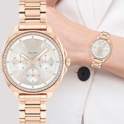 COACH Kitt 晶鑽日曆三眼女錶 寵愛媽媽 送禮推薦-34mm CO14504395