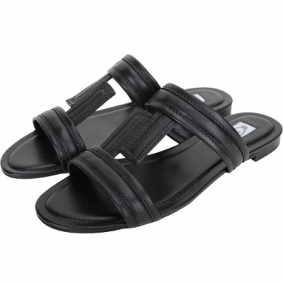 TOD S DoubleT 荔枝紋牛皮涼鞋/拖鞋(黑色)