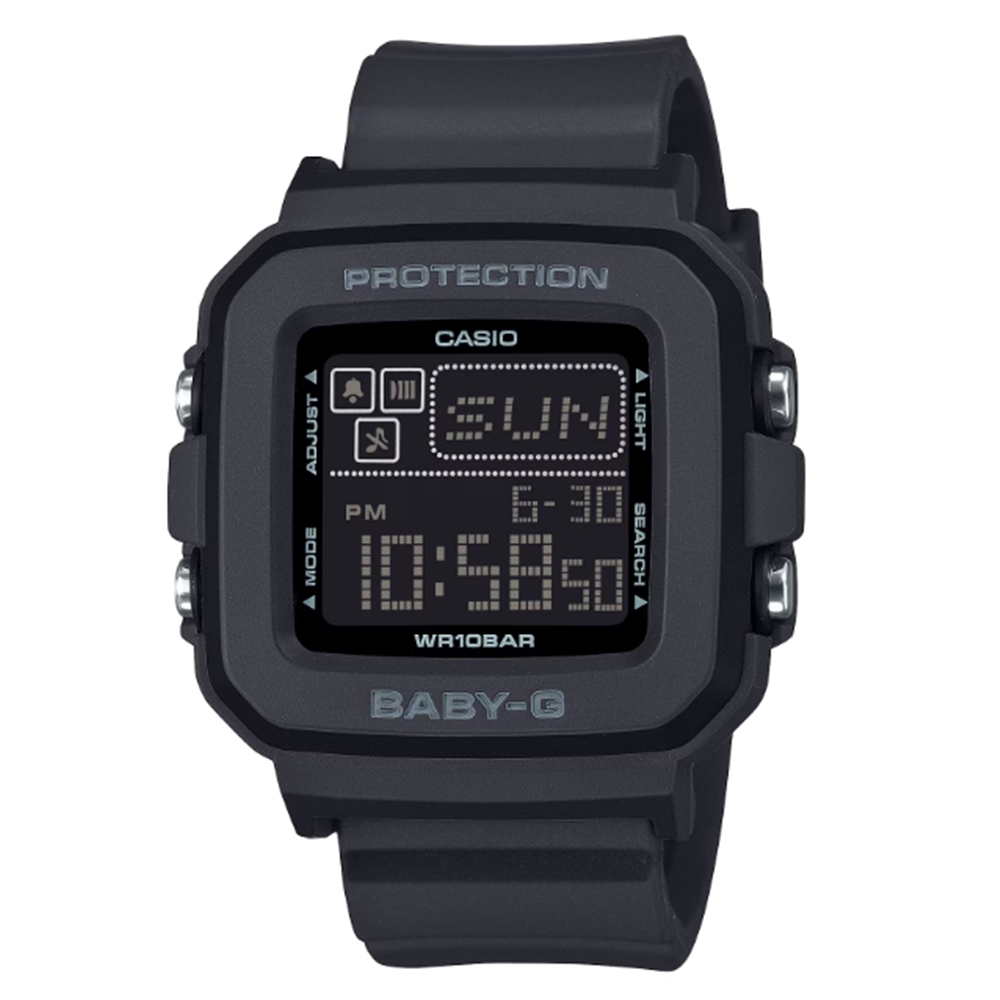 CASIO卡西歐 BABY-G 俏皮趣味 時尚黑 數位電子錶款 BGD-10-1_39mm