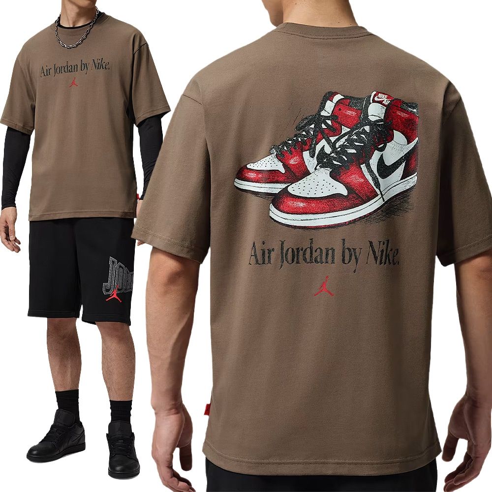Nike As M J Brk Gx Snkr 85 Ss Crw 短袖 男款 棕色 喬丹 印花 IX1577-274