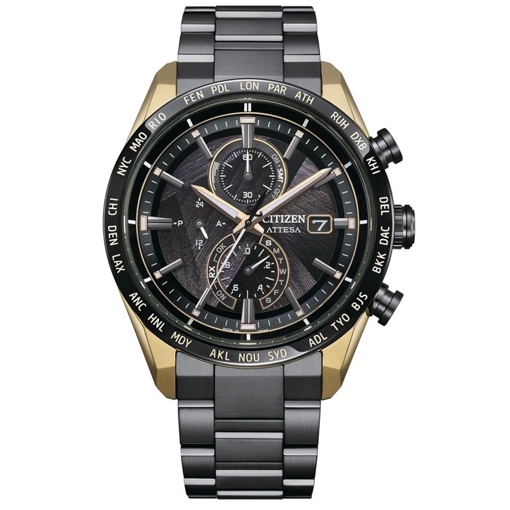 CITIZEN 星辰 LIGHT in BLACK 闇影之光 光動能50週年限量 鈦金屬電波萬年曆(AT8384-58E)42mm
