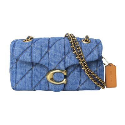 COACH-TABBY 20 金屬大C牛仔布鍊帶肩斜包(單寧藍)小