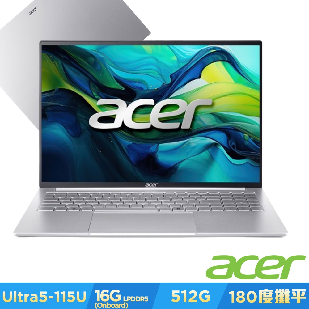 Acer 宏碁 Swift Lite SFL16-51M-5184 16吋AI輕薄筆電(CU5-115U/16GB/512GB/Win11)