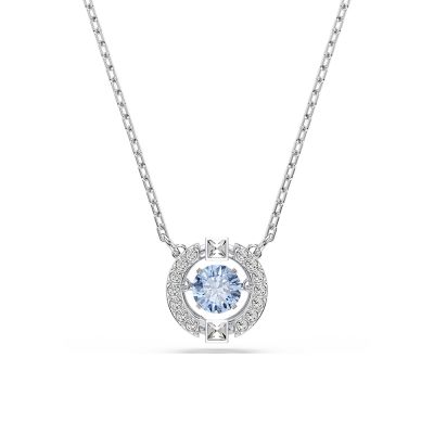 SWAROVSKI 施華洛世奇 Una 閃耀舞動水晶項鍊 寵愛媽媽 送禮推薦-藍水晶 5279425