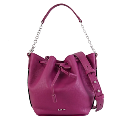 BALLY BALLM 金屬LOGO牛皮束口迷你兩用水桶包(紫)