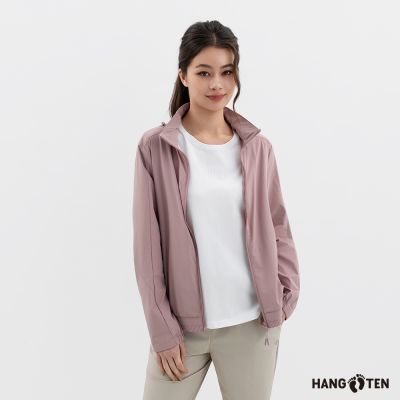 Hang Ten-女裝-防曬吸濕快乾可收帽外套-霧玫粉
