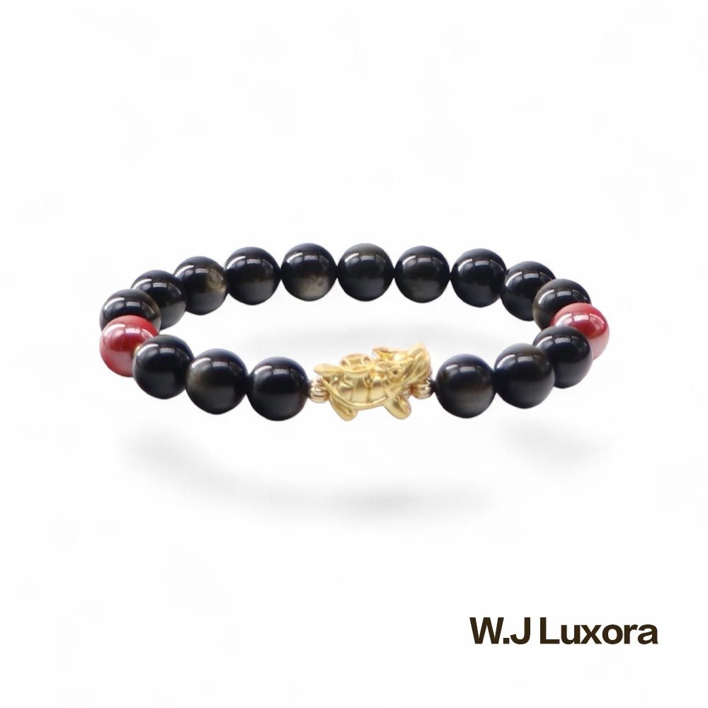 W.J Luxora強大的天然保護石金曜石手錬   10MM  150525-01
