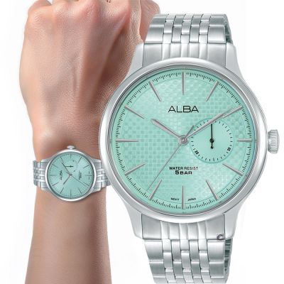 ALBA 雅柏 Prestige系列 編織紋滑動式秒針腕錶-41mm藍 VH65-X001G/A5B007X1