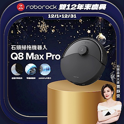 Roborock 石頭科技Q8 Max Pro掃拖機器人(自動升降拖布/零纏繞邊刷/10000Pa大吸力)