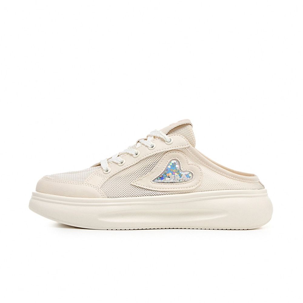 Fila Sequin Heart [5-C946Z-111] 女 穆勒鞋 運動休閒鞋 炫彩愛心 米