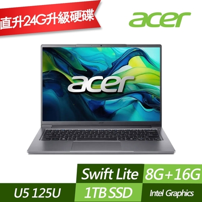 ACER 宏碁 SFL14-52M-531X 14吋效能筆電 (Ultra 5 125U/8G+16G/1TB PCIe SSD/Win11/特仕版)