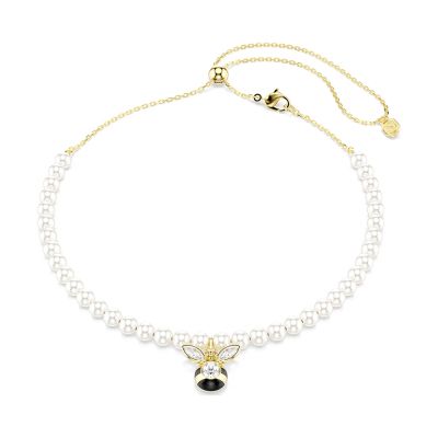 SWAROVSKI 施華洛世奇 Idyllia 可愛小蜜蜂水晶珍珠項鍊-金色 寵愛媽媽 送禮推薦 5742677