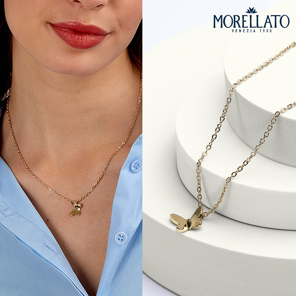 Morellato TALISMANI系列 金色不鏽鋼 蝴蝶項鍊 SAUN29