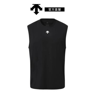 【DESCENTE】迪桑特 男士 背後設計文字落肩無袖背心(黑色)