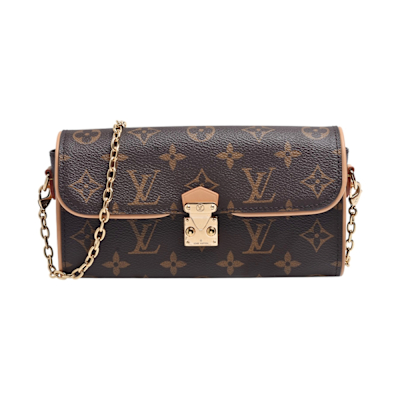 LOUIS VUITTON路易威登 LV  M13566 經典Pochette Camille系列Monogram帆布牛皮手拿/斜背包(棕色)