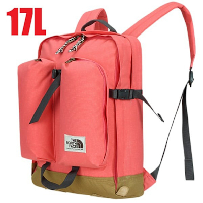 【The North Face】新款 輕量防潑水多功能後背包17L_CJ6P 珊瑚粉紅/芥末棕