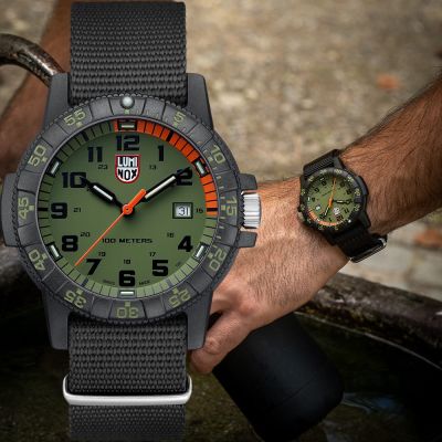 LUMINOX 雷明時 Leatherback Sea Turtle 革龜 海龜系列碳纖維複合材質腕錶 手錶 開學換新季 送禮推薦-軍綠 1LM-0337