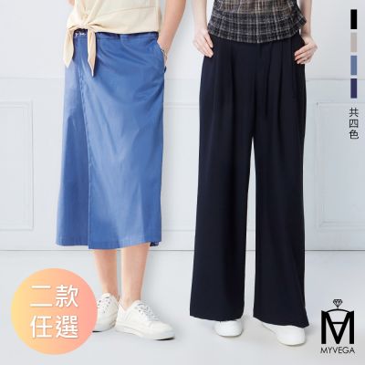 MYVEGA麥雪爾 MA亞麻寬褲/涼感速乾七分裙褲-共二款