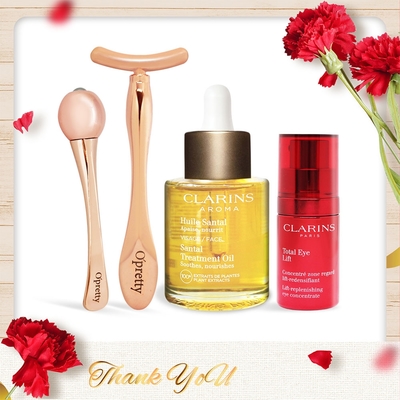 CLARINS克蘭詩 CLARINS 克蘭詩 全面護理好氣色禮袋組[護理油30ml+眼霜15ml+臉部按摩組]