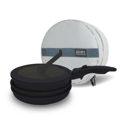 【WOKY沃廚】TICERA系列塔塔鍋22cm-可疊不沾鍋3鍋組(平底鍋/煎鍋/炒鍋/湯鍋) (附收納袋)