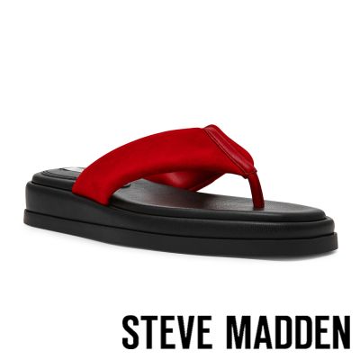 STEVE MADDEN-澎澎帶厚底夾腳涼拖鞋BELLA-紅色