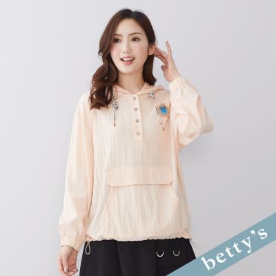 betty’s貝蒂思　 針織笑臉花抽繩連帽上衣(粉色)