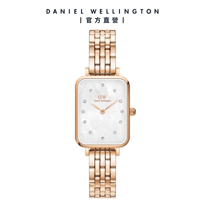 Daniel Wellington DW 手錶 Quadro Melrose Lumine 20X26 星辰貝母盤珠寶式錶鏈-白錶盤 DW00100620