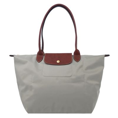 LONGCHAMP LE PLIAGE系列長把再生尼龍摺疊水餃包(中/小石子灰)