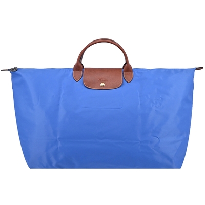 LONGCHAMP LE PLIAGE系列短把再生尼龍摺疊水餃旅行袋(特大/鈷藍)